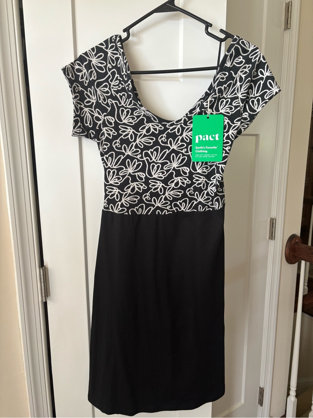Pact Black and White Floral-Print Mini Dress